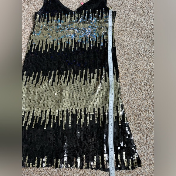 Vintage Sequin Black and Gold Mini Dress - Size Small - Picture 6 of 6